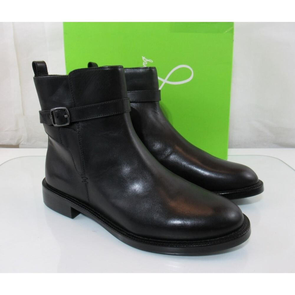 Women's Sam Edelman Nolynn Buckled Zip Ankle Boots Booties Black Leather Size 9 - Picture 6 of 9
